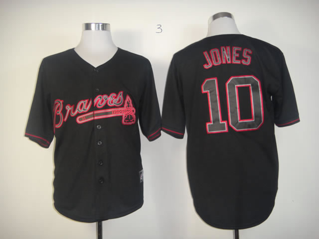 Men Atlanta Braves #10 Jones Black Fashion MLB Jerseys